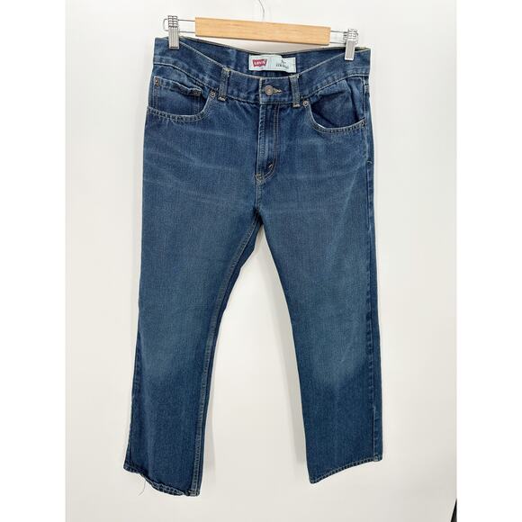 Levi's Medium Wash 505 Straight Denim Jeans Cotton Blend Stretch Boys 18 Reg - Picture 1 of 8